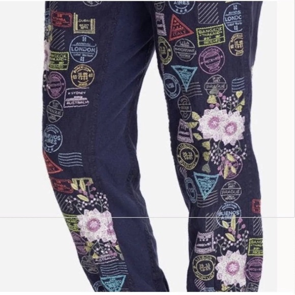 Pete & Greta for Johnny Was medium navy Rassa linen jogger pants. - Picture 10 of 16